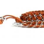Leather Chain Chevron Bracelet Deerskin Chain Cuff