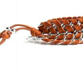 Leather Chain Chevron Bracelet Deerskin Chain Cuff